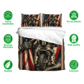 Motocross duvet cover bedding set displayed with matching pillowcases and soft breathable fabric icons