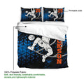 Basketball duvet cover set detail showing the printable side, matching pillowcases and lightweight fabric