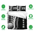 Lacrosse bedding set displayed with matching pillowcases and soft breathable fabric feature icons