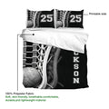 Lacrosse duvet cover bedding set showing the printed front design and lightweight polyester fabric detail