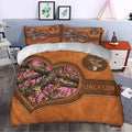 Deer duvet cover bedding set styled in a bedroom with antler and woodland artwork