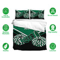 Cheerleading duvet cover bedding set with green and black pom-poms shown in a bedroom presentation