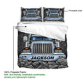 Trucker Duvet Cover Set showing semi truck artwork, printable side, and lightweight fabric