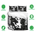 Cheerleading duvet cover bedding set displayed with matching pillowcases and soft breathable fabric icons