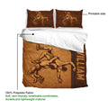 Wrestling duvet cover with matching pillowcases and a close view of the printed fabric design