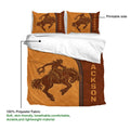 Rodeo duvet cover set showing the printed side, polyester fabric, and detailed cowboy artwork