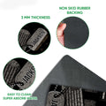 Feature view of veteran doormat artwork and textured rubber backing with dog tag design