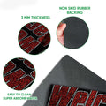 Close-up feature view of the racing doormat surface and rubber-backed underside