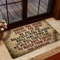 Baseball-themed rug staged inside a glass entryway with rustic typography and ball stitching artwork