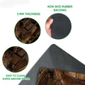 Close-up of cowboy saddle artwork with rubber backing, textured surface, and edge detail
