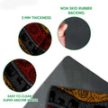 Close-up of African elephant pattern doormat showing the printed surface and black rubber backing