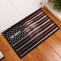 Baseball bat doormat displayed at an indoor entryway on a warm wood floor