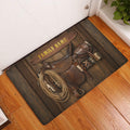 Cowboy entryway doormat displayed by a white door on a warm wood floor