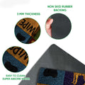 Close-up of German Shepherd doormat artwork with printed top and black rubber backing