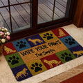 German Shepherd doormat staged near a glass entry door with colorful dog artwork