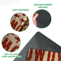 Cowboy doormat feature view showing printed Western artwork, rubber backing, thickness, and easy-clean construction
