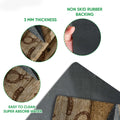 Close-up feature view of the Texas western doormat showing the printed top and rubber backing