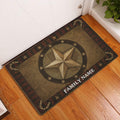Texas western entryway doormat with a rustic star and horseshoe border on a wood floor