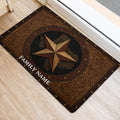 Ornate Texas star door mat positioned at an indoor entrance with western-inspired detailing