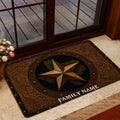 Texas star entryway rug styled near a glass door with warm brown western decor