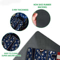 Close-up showing the patriotic French Bulldog mat surface, rubber backing and thin profile