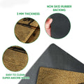 Close-up view of the fishing doormat's textured top and black rubber backing