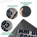 Close-up detail of the Christian doormat showing the printed surface, layered edge, and black rubber backing