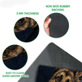 Close-up German Shepherd doormat feature view showing printed surface and dark rubber backing