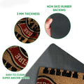 Close-up firefighter doormat view showing the printed surface and black rubber backing