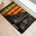 Patriotic Vietnam Veteran door mat with boots and dog tags positioned at a home entrance