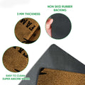 Close-up detail view showing the hunting doormat surface, edge thickness, and black rubber backing