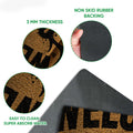 Close-up view of hunting doormat surface and rubber backing with feature details