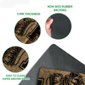 Close-up feature view of veteran doormat artwork with rubber backing and easy-clean surface details