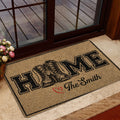 Veteran doormat styled at a home entrance with illustrated boots and bold black lettering