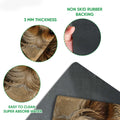 Yorkshire Terrier doormat detail showing the printed surface, thin profile and black rubber backing
