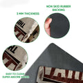 German Shepherd doormat detail showing the printed surface, rubber backing and easy-clean product construction