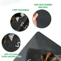 Close-up feature view of the Yorkie doormat showing its thin profile and rubber backing