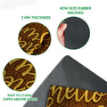 Close-up feature view of the Labrador Retriever doormat's printed surface and black rubber backing