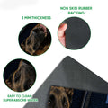 Belgian Shepherd doormat detail showing the printed surface, rubber backing and rounded edge construction
