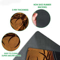 Close-up detail of the hunting doormat artwork and dark rubber backing with traction-focused construction