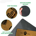 Close-up of Miniature Schnauzer doormat surface and dark rubber backing showing construction details