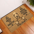 English Cocker Spaniel entryway rug displayed beside a white door on a wood floor