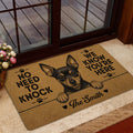 Miniature Pinscher doormat shown near a glass door in a welcoming home entryway