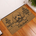 Poodle welcome doormat displayed in a home entryway on warm wood flooring
