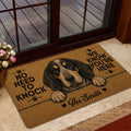 Bluetick Coonhound mat styled near glass doors in a welcoming home entryway