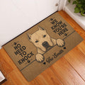 Dogo Argentino doormat styled at a home entrance on hardwood flooring with a white dog portrait