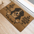Bernese Mountain Dog door mat styled at an indoor entrance with a playful paw-print design