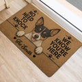 Rat Terrier entryway mat shown near a doorway on light wood flooring