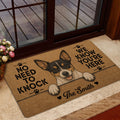Rat Terrier doormat displayed in a home entrance beside a glass door