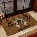 Norwegian Elkhound entryway mat shown beside a glass door in a warmly decorated home